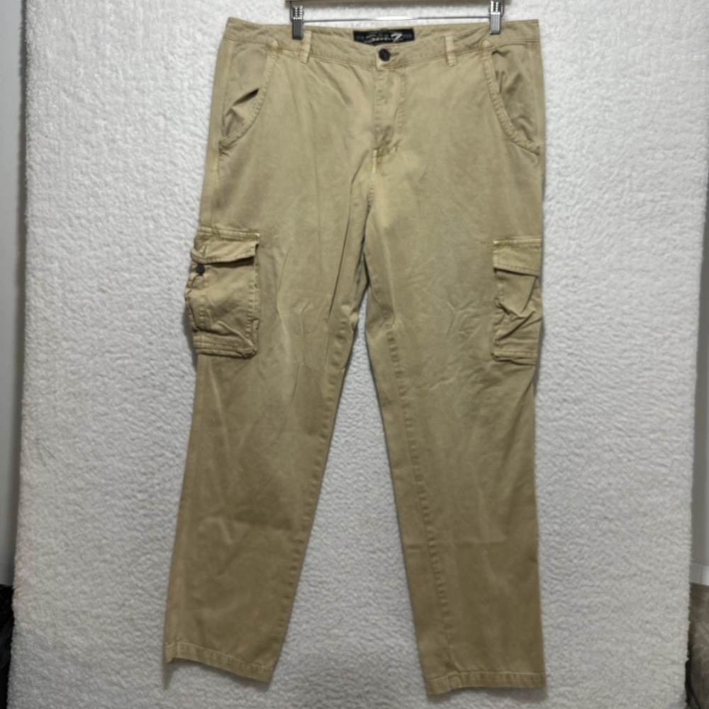 Seven7 Men's Cargo Pants Size 38 Khaki Chino Mid Rise Tapered Leg